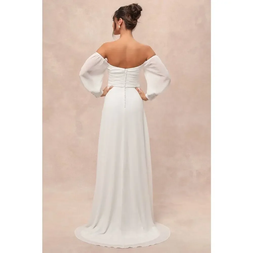 NWT Lulus Adorna White Off-the-Shoulder Maxi Dress Size M - Picture 2 of 11